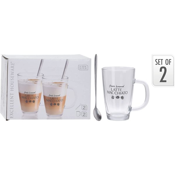 Gläser 2er-Set ENJOY Latte Macchiato Glas mit Henkel Glas Tasse Becher Set