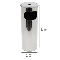 Stainless steel Standing Ashtray 58 cm Waste container Gastronomy ashtray silver