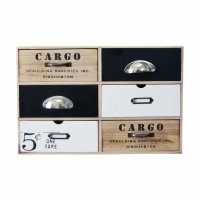 Mini Kommode Cargo mit 6 Schubladen im Shabby Chic Stil...