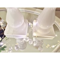 Keramik Kerzenleuchter Eckig Kerzenständer Kerzenhalter Windlicht Weiß Shabby