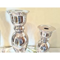 Candle holder ALEX Candle Holder Silver Deco Shabby Chic High gloss