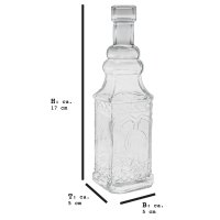 3er Set Dekoflasche aus Glas 17 cm Transparent
