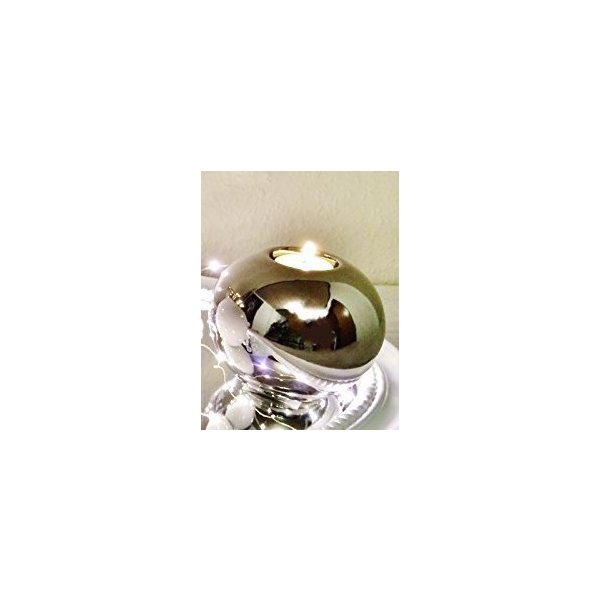 Teelichthalter Keramik Komplett Silber Groß Ø 11,5 cm OP404D