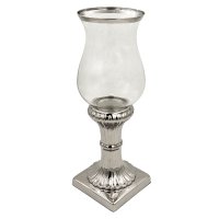 50 Cm Glas Kerzenhalter Keramik Fuß in Silber