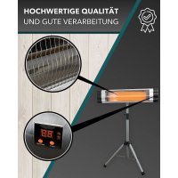 DRULINE Infrarot Heizstrahler mit Thermostat 2500 Watt - mit höhenverstellbarem Stativ - Standheizer - Wärmelampe - Terassenheizer - Quarzstrahler
