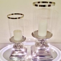 2 Größen Square Lantern Candle Holder Candlestick Candles Silver Ceramic